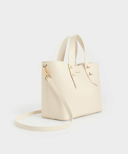 チャールズアンドキース メタリックアクセント ダブルハンドルバッグ