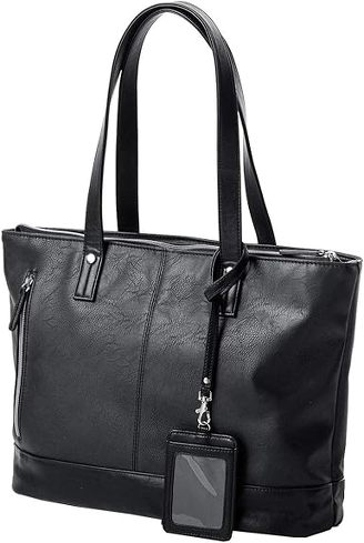 ビジネストートバッグ:サンワダイレクト「トートバッグ 9ポケット A4/13.3型PC収納 ペットボトルホルダー・パスケース付」