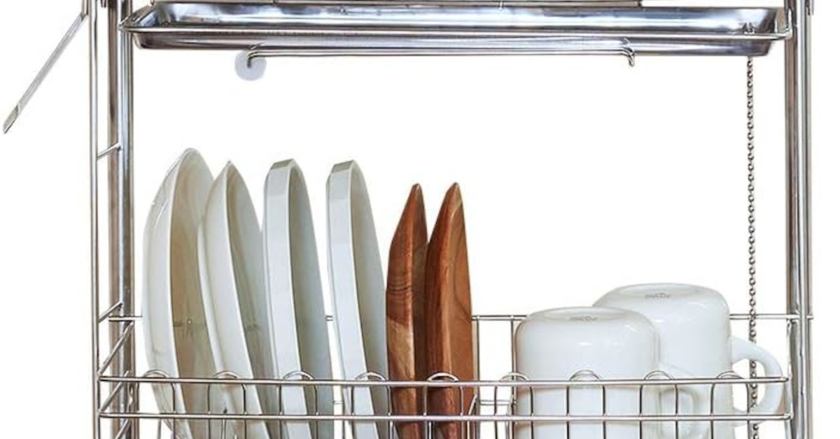 LOWYA 燕三条製 突っ張り水切りラック 箸・包丁・まな板立て付き