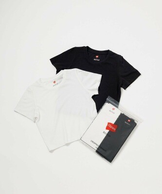 Hanes for BIOTOP TRIBLEND CROPPED T-SHIRTS 2P�iSOLID�j
