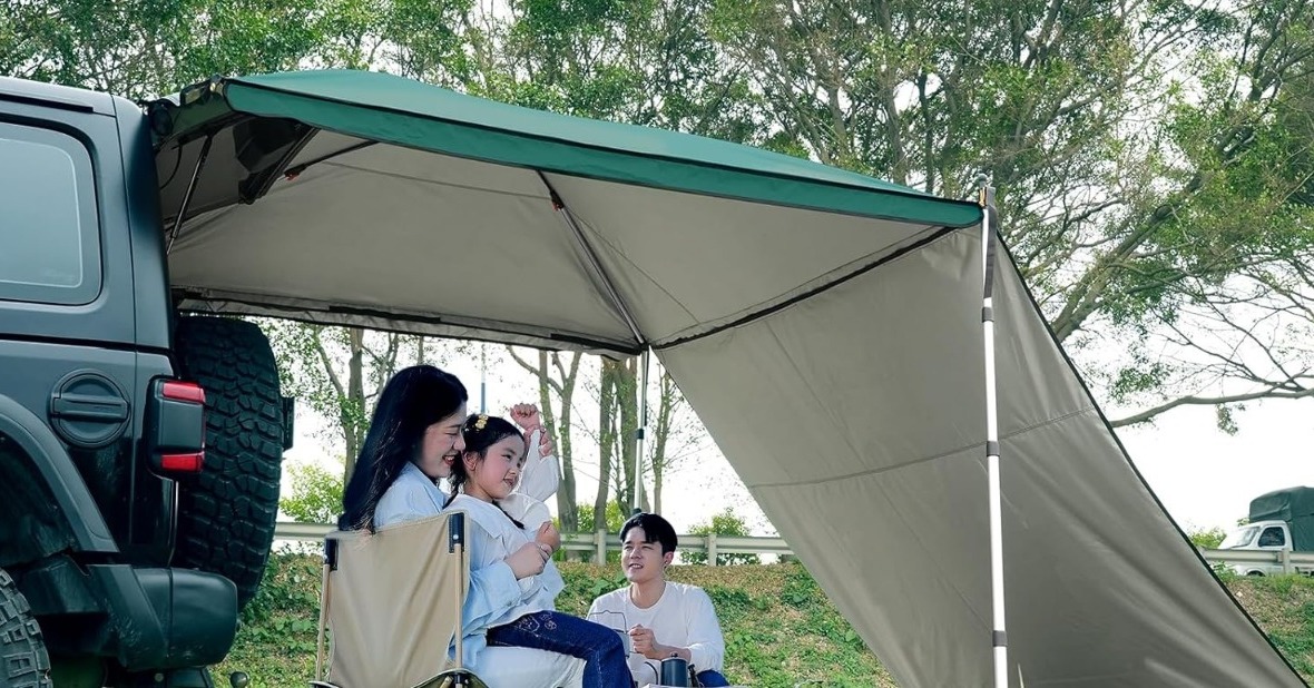 GOTIDYカーサイドタープ ワンタッチ 車 タープ テンションポール伸縮版 サ