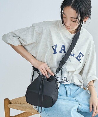 coen ギャザーハンドル 巾着ショルダーバッグ