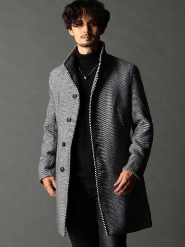 今売れているメンズコート:NICOLE CLUB FOR MEN「アラカルトハイブリットメルトン スタンドコート」
