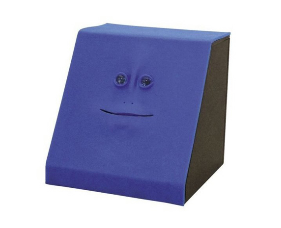 Amazon.co.jp: 口が動く貯金箱フェイスバンク凸凹ドット柄 ブルー