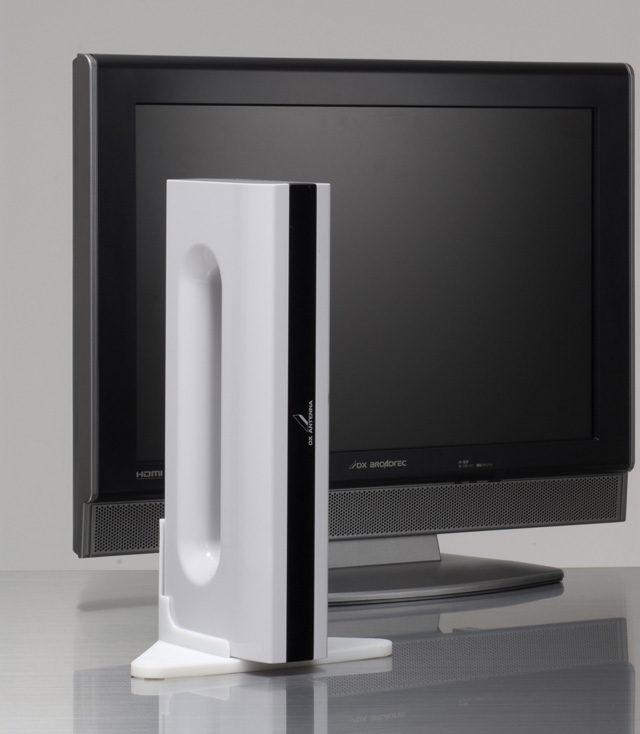 DXアンテナ、インテリア性重視の小型地デジアンテナ：縦置き、横置き両