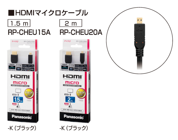 パナソニック、フリーアングル端子のHDMIケーブルなど3種を発売：180度