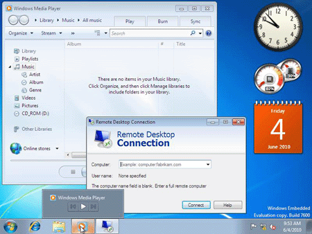 Windows Embedded Standard 7のデスクトップ画面