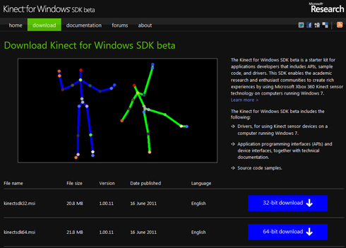 Download Kinect for Windows SDK beta