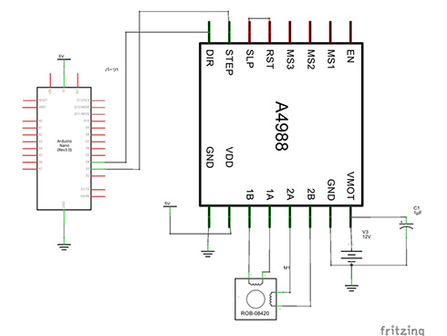 Arduino NanoとA4988の接続