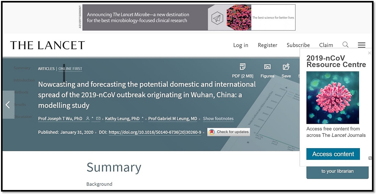 }2@uiTencentj̃f[^𗘗pV^RiECXǂ̌cэ̊g\iNbNŊgj oTFJoseph T Wu et al.uNowcasting and forecasting the potential domestic and international spread of the 2019-nCoV outbreak originating in Wuhan, China: a modelling studyvi2020N131j