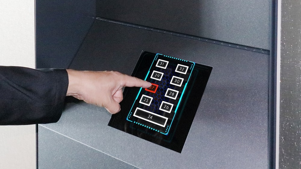 視野角と画質を改善した空中タッチディスプレイがエレベーターホールで採用