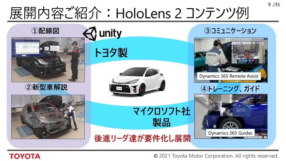 展開内容：「HoloLens 2」コンテンツ例