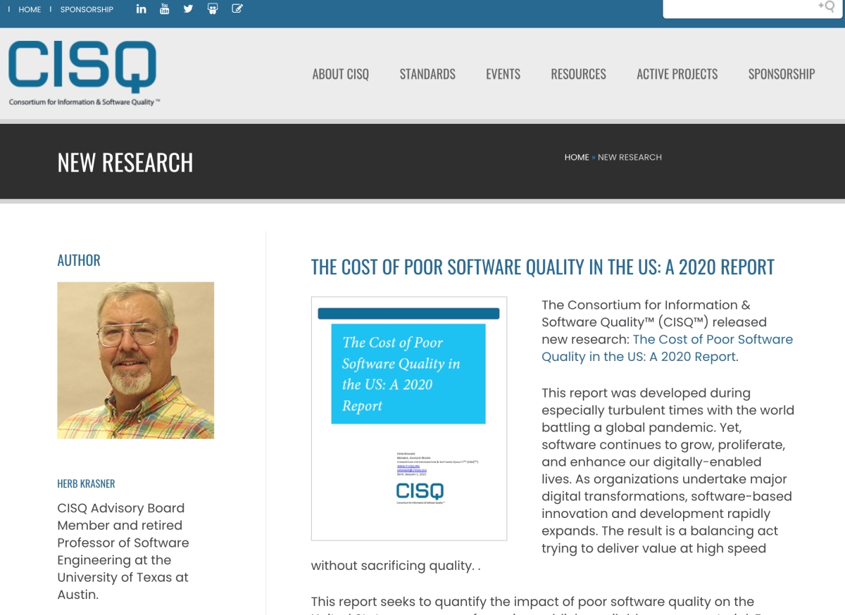 CISQ́uCOST OF POOR SOFTWARE QUALITY IN THE U.SvmNbNŊgn oFCISQ