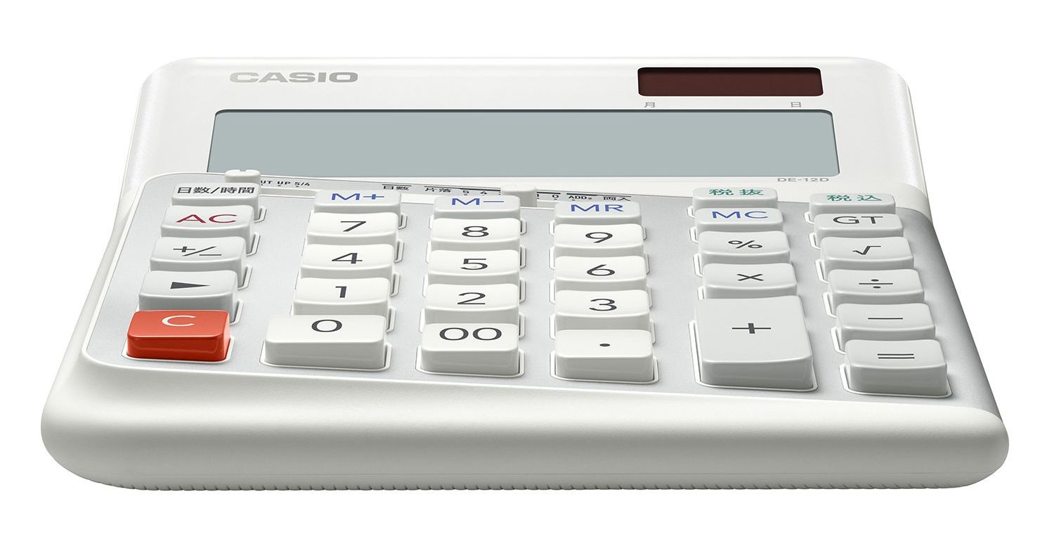 カシオ CASIO 人間工学電卓 デスクタイプ・右手用 ホワイト DE-12D-WE 