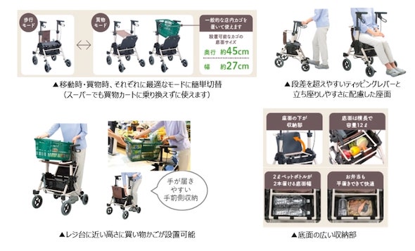 室内用と買い物用の歩行車2製品を発売、歩行器市場に参入：医療機器