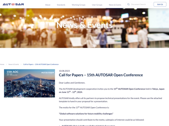 }1@15AUTOSAR Open ConferenceCall for Papers̍m