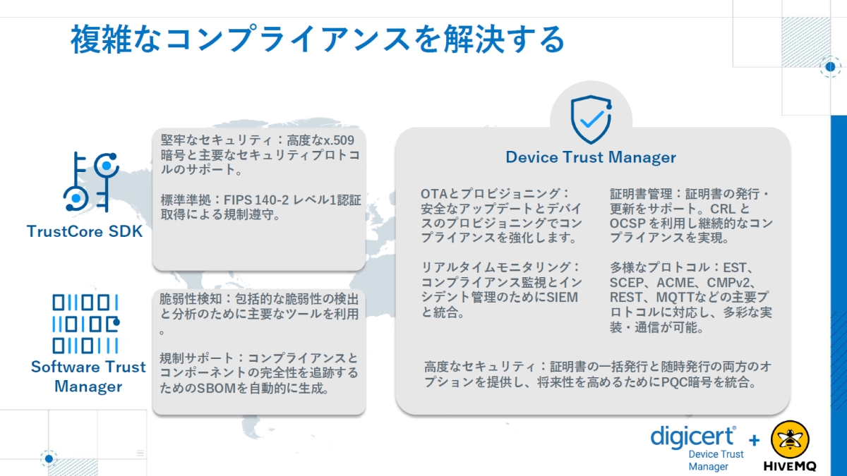 uDevice Trust ManagervuTrustCore SDKvuSoftware Trust Managervꂼ̋@\mNbNŊgn oFfWT[gEWp