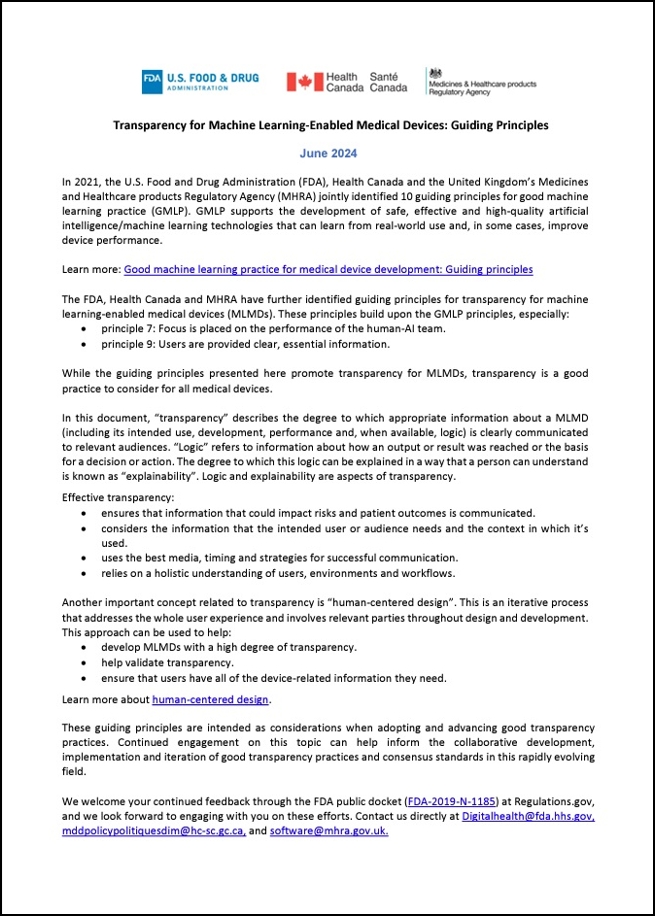 }1@čHiiǁiFDAjApiEÐiKiMHRAjAJi_یȁu@BwKΉË@̓Fwvi2024N613jmNbNŊgn o: U.S. Food and Drug Administration (FDA)uTransparency for Machine Learning-Enabled Medical Devices: Guiding Principlesvi2024N613j