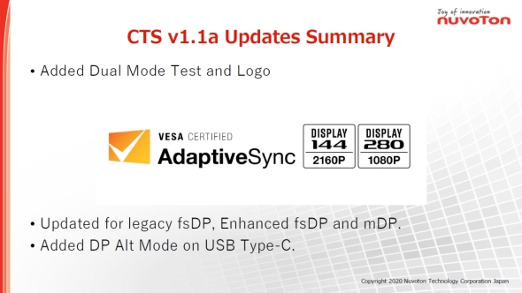 uAdaptive-Sync Display CTSṽo[W1.1ał̓fA[hɑΉ