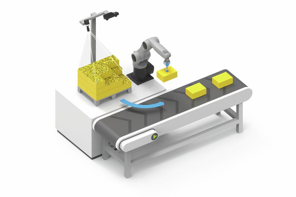 ���{�b�g�r�W���������p���������ׂ΂炵��Ƃ̃C���[�W�}�F�p���b�g�ς݂��ꂽ�����Ώۂ̈ʒu��p���A���o�����Ԃ⃍�{�b�g�̋O�������Ȃǂ��V�X�e���Ŏ����v�Z������Ȃǂ̍H�v�ɂ��A���{�b�g�e�B�[�`�s�v�ŉׂ΂炵���\�ȃV�X�e���������Ă���@�o�T�F�V���}���c