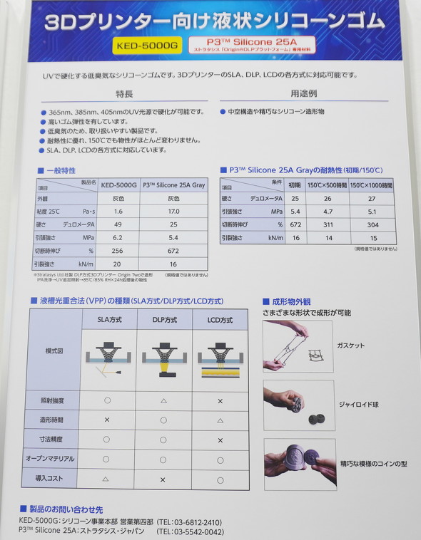 3D�v�����^�p�t��V���R�[���S���uKED-5000G�v�ƁuP3 Silicone 25A Gray�v�̊T�v