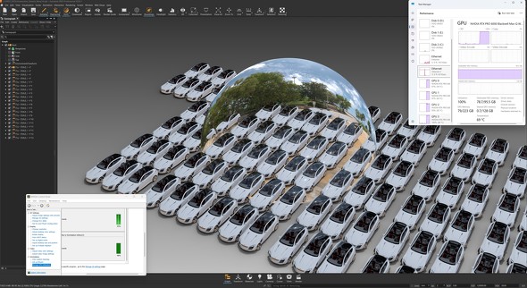 HP Z8 Fury G5 Workstation�ɁANVIDIA RTX PRO 6000 Blackwell Max-Q Workstation Edition��4�����ڂ�������p�������A���^�C�������_�����O�̃f���̗l�q
