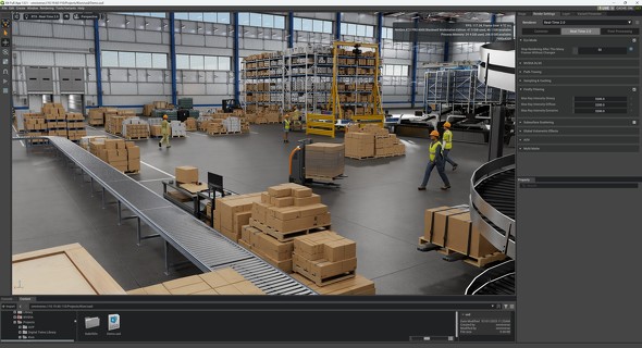 �}4�Ɠ����}�V���\����p���āANVIDIA Omniverse��ōH��̃f�W�^���c�C���������A���^�C���r�W���A���C�[�[�V�������Ă���l�q