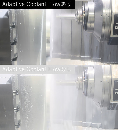 Adaptive Coolant Flow�g�p���Ɣ�g�p���̍����N�[�����g�f�o�̔�r