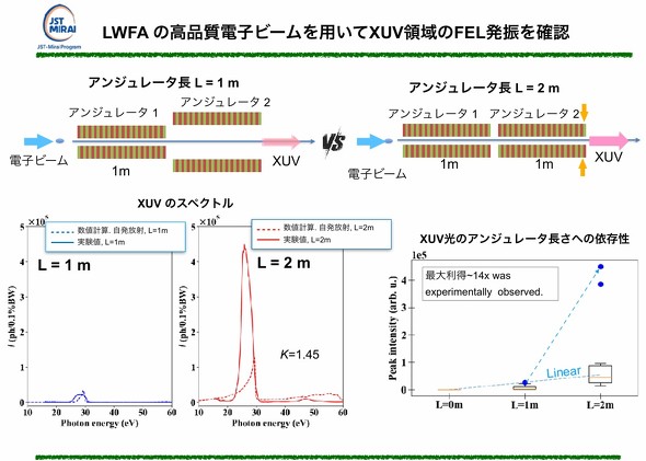 LWFA�̍��i���d�q�r�[����p����XUV�̈��FEL���U���m�F
