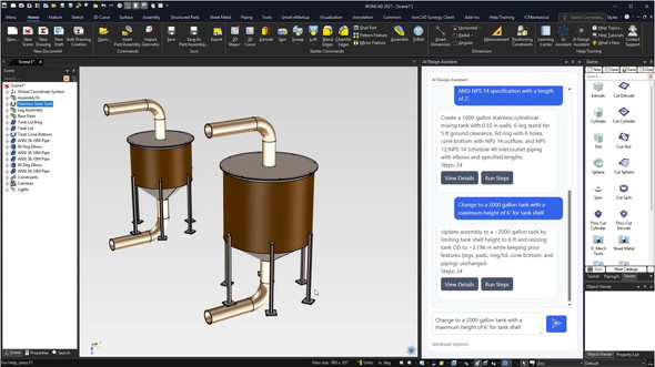 IRONCAD 2027�ɓ��ڂ��ꂽ�uAI�f�U�C���A�V�X�^���g�v�̃C���[�W
