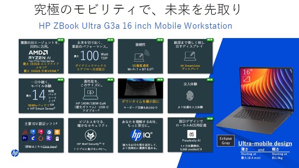 HP ZBook Ultra G3a 16 inch�̎�ȓ���