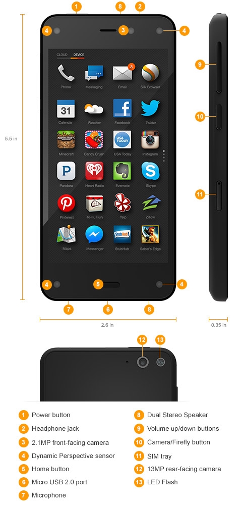Amazonスマートフォン「Fire Phone」は"何でも認識して即買い"機能付きで199ドルから ...