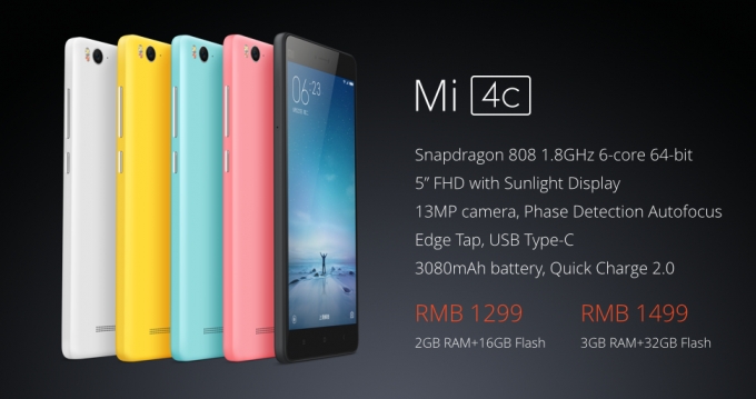 Xiaomi ハイスペックでtype Cの Mi 4c を中国で発売 1299元 約2万4500円 から Itmedia Mobile