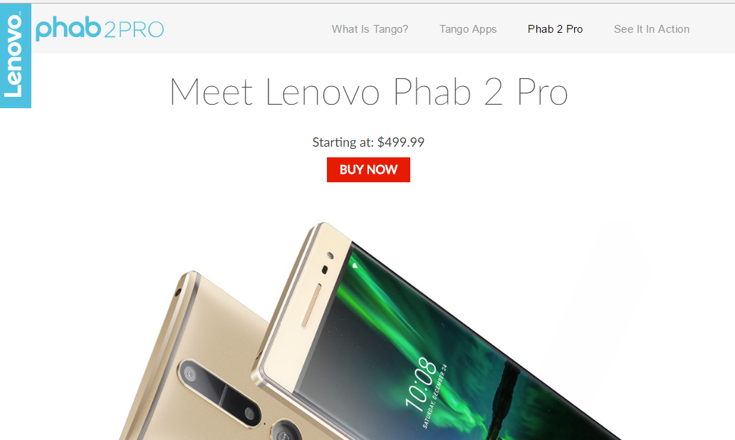 LenovoのTango端末「Phab 2 Pro」、米国で販売開始 対応アプリは35本