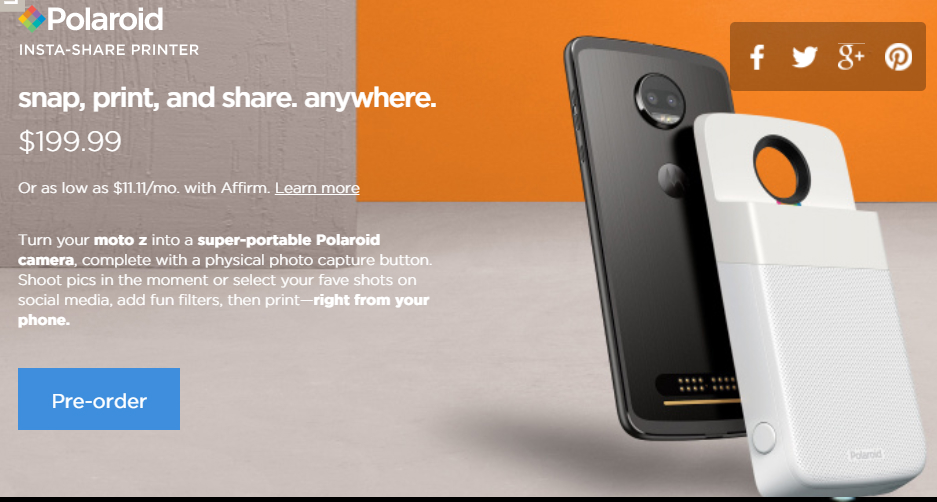 Moto Z の新modsはポラロイドカメラ カメラロールからもプリント可能 Itmedia Mobile