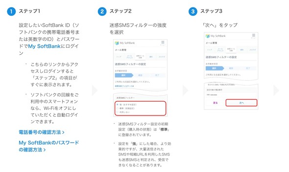 SoftBank SMS \tgoN LINEMO Y!mobile CoC