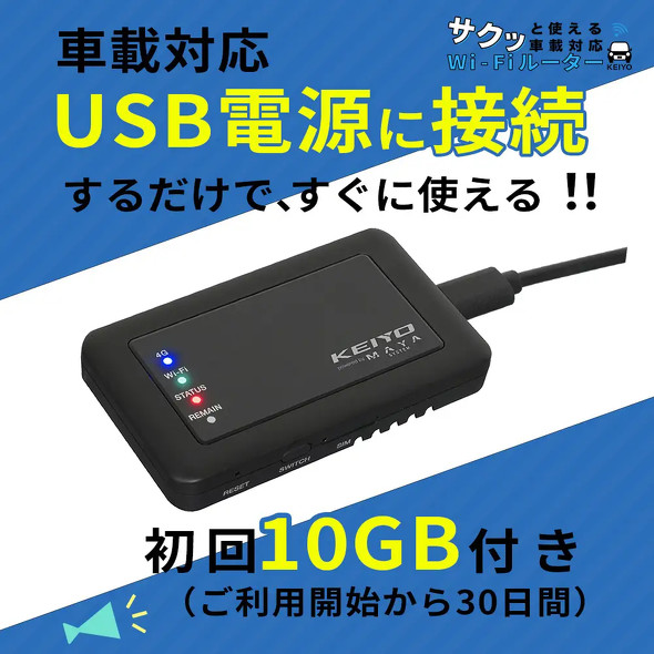 車載対応クラウドSIM型Wi-Fiルーター発売 初回10GB付きで1万9800円 