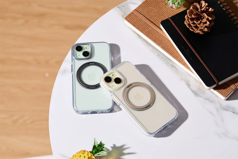 360度回転式スタンド付きのiPhone 15ケース「UPRO Ostand SR」、au限定
