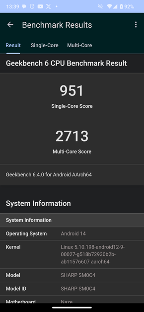 AQUOS sense9GeekBench 6XRA