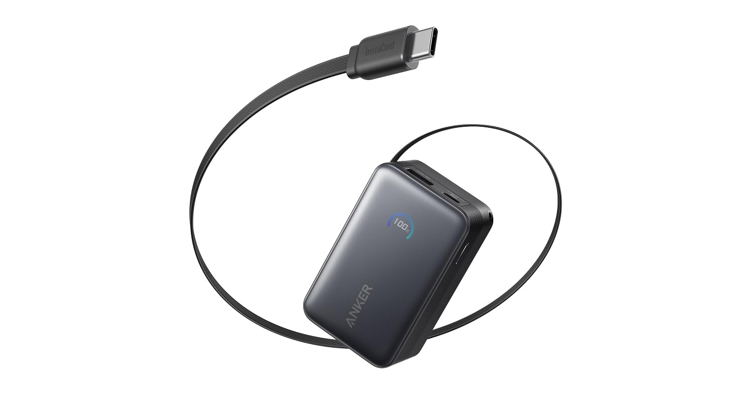容量1万mAh、巻き取り式USBケーブル付き充電器「Anker Nano Power Bank」が24%オフの5290円に
