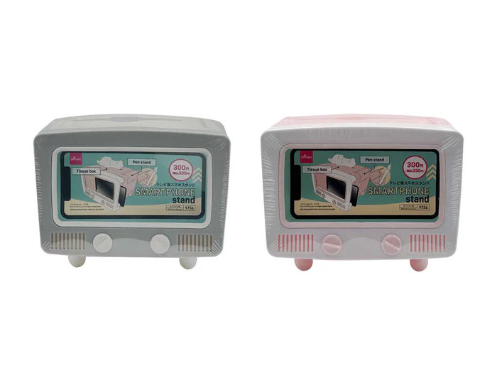 【ダイソー】330円の「テレビ型スマホスタンド」　ペン立て機能付きでソフトティッシュも収納できる