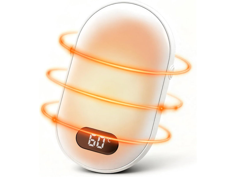 バッテリー残量と温度をデジタル表示する充電式カイロ　タイムセール期間は2000円以下