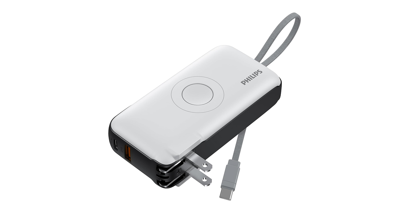 コンセント、USB Type-Cケーブル一体型「フィリップス モバイルバッテリー DLP4350Q」が24％オフの4980円に