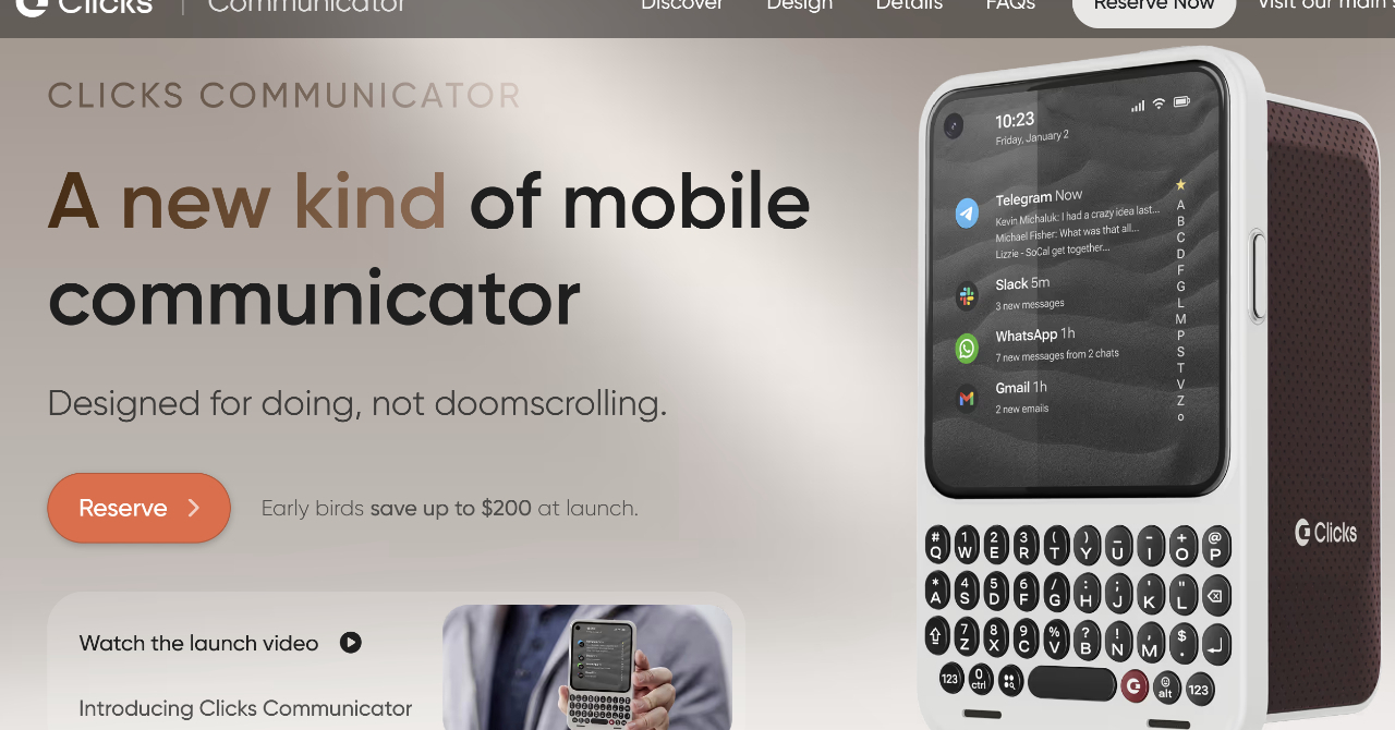 物理キーボードカバーのClicks、物理キーボード搭載スマホ「Communicator」発表　日本語にも対応