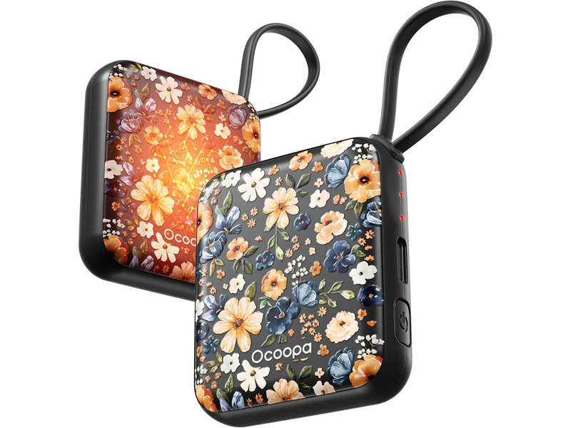 手のひらサイズのコンパクト充電式カイロ（2個セット）　最長7時間加熱、最高52度に