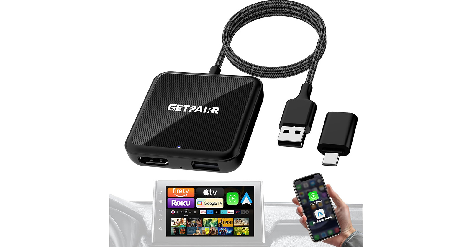 有線CarPlayをワイヤレス化できる「GETPAIRR Car TV Mate Pro Max」がセールで34％オフの1万2980円に