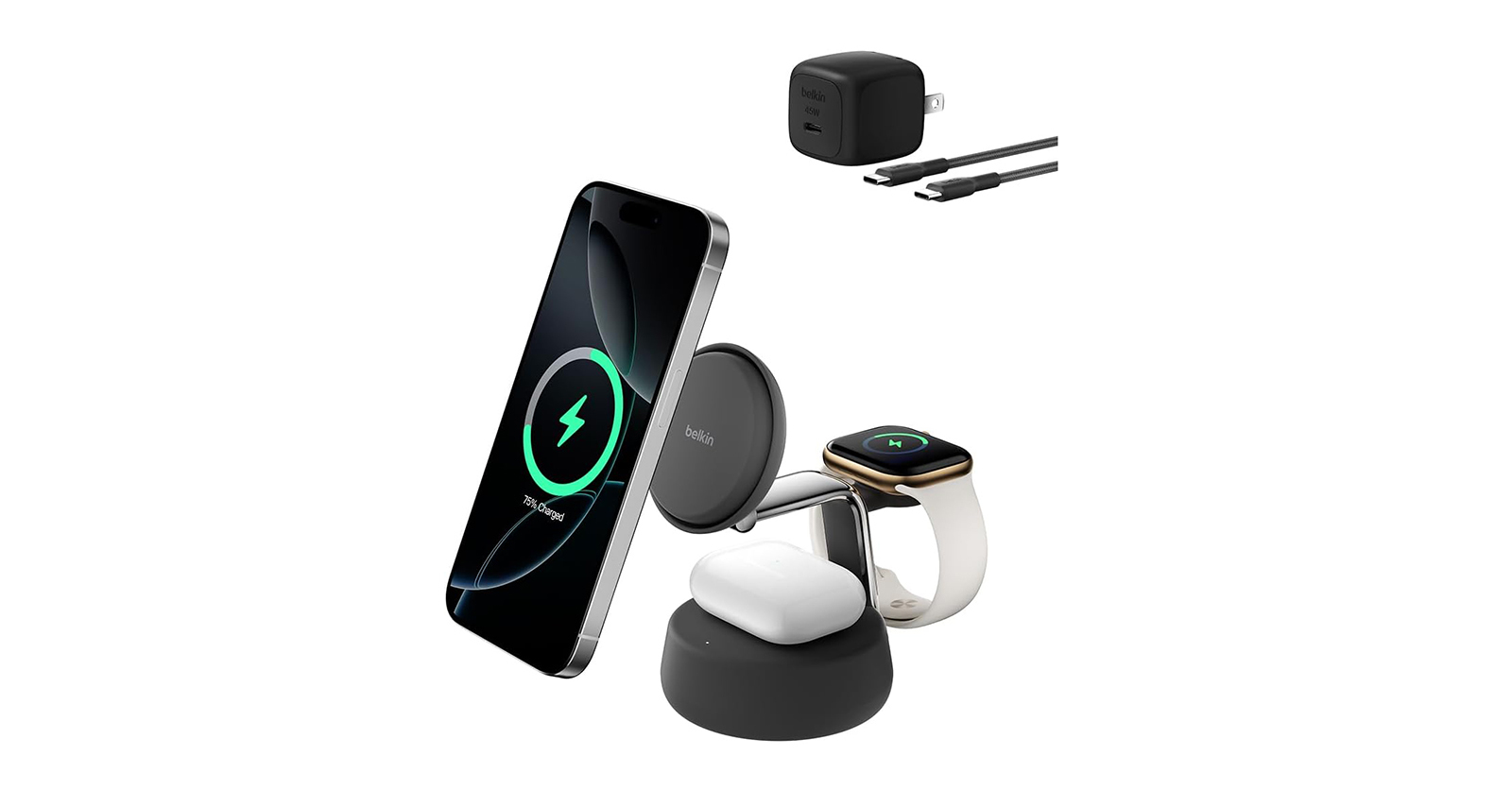 Qi2とMagSafe対応、25W給電可能「Belkin Qi2 25W ワイヤレス充電器 3 in 1」が21％オフの1万4079円に