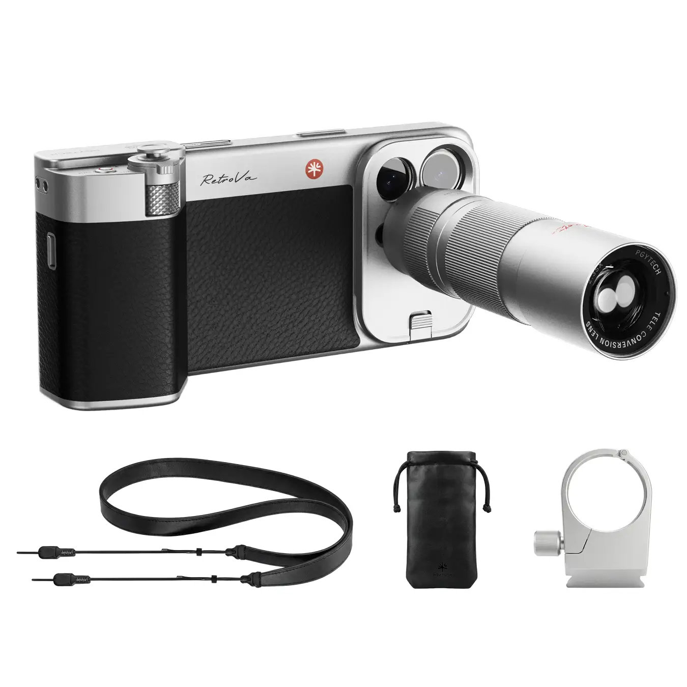 iPhone向け撮影キット「RetroVaオールインワンセット」発売　2.35倍望遠レンズ／グリップ／ケース付き