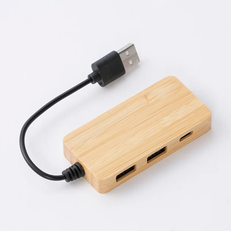 【Standard Products】550円の「竹製USBハブ」　一体型ケーブルで持ち運びやすい