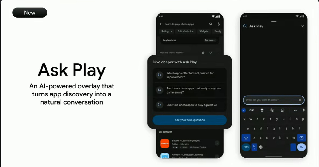 Google PlayストアにAIとの会話でアプリを検索できる「Ask Play」追加へ